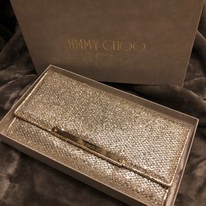 Authentic jimmy choo gold clutch